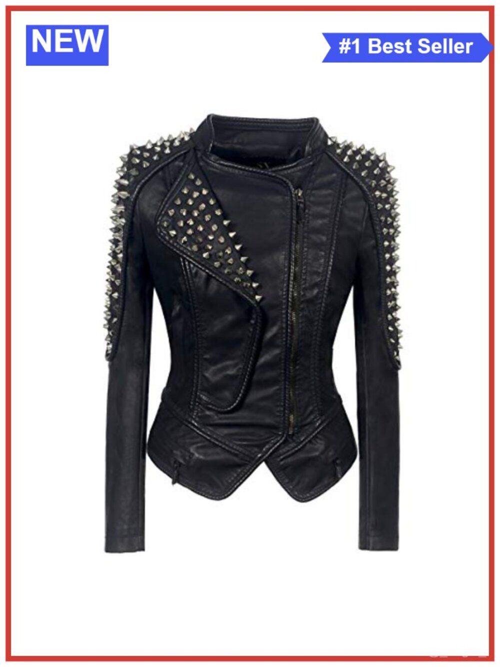 Punk Rivet Faux Leather Biker Jacket Slim Fit Streetwear Coat